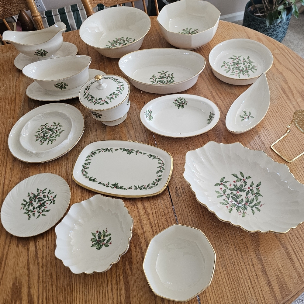 Various Lenox Holly Berry Pieces
